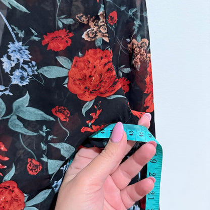 Brand Unknown U/Arm 43cm Floral Chiffon Ruched Tie Front Top – photo 2