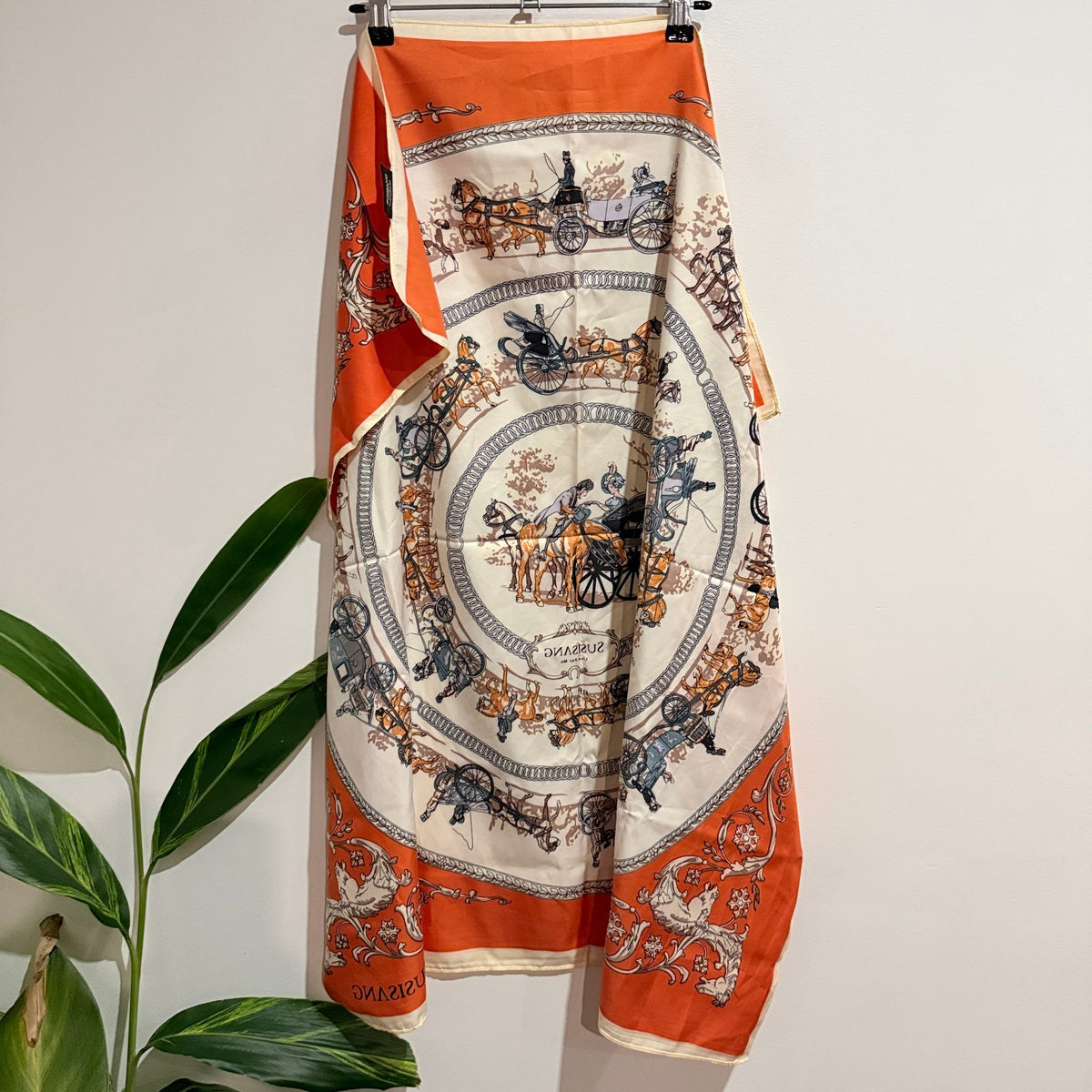 Susisang Carriage Print Satin Square Scarf – photo 4