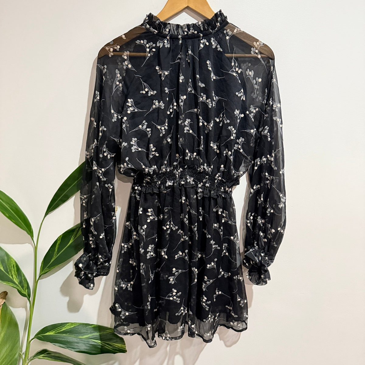 Brand Unknown Size U/Arm to U/Arm 42cm Floral Chiffon Ruffle Neck Mini Dress – photo 5