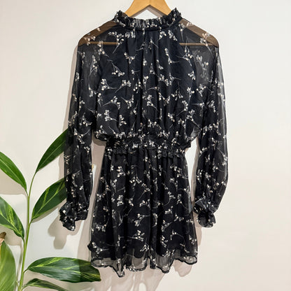 Brand Unknown Size U/Arm to U/Arm 42cm Floral Chiffon Ruffle Neck Mini Dress – photo 5