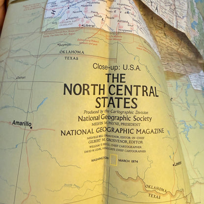 Close-up: U.S.A.: The North Central States Map (March 1974) by National Geographic Society (1974)
