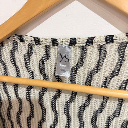 YS Luxe Size 4XL Wave Stripe Open Knit Cardigan