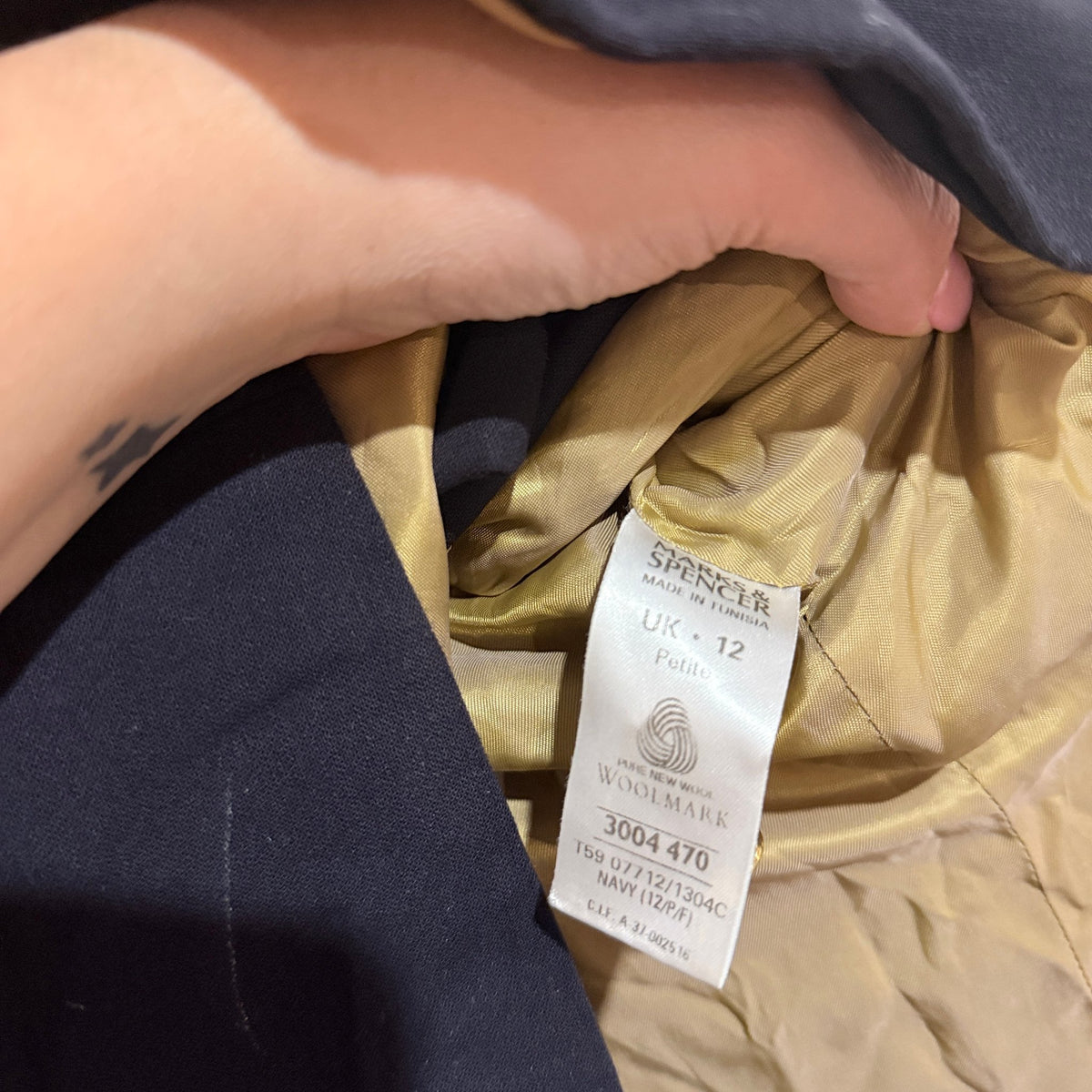 Marks & Spencer Size 12 Petite Wool Double Breasted Blazer
