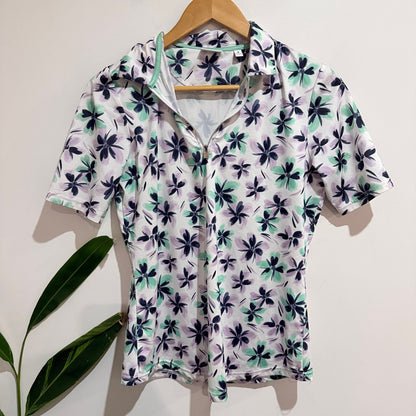 FootJoy Size S Floral Print Half Zip Golf Polo