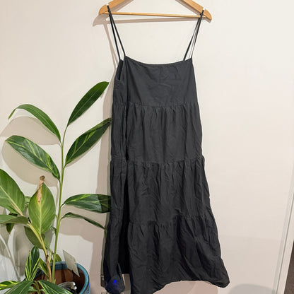 Matteau Size 10 Cotton Tiered Slip Midi Dress