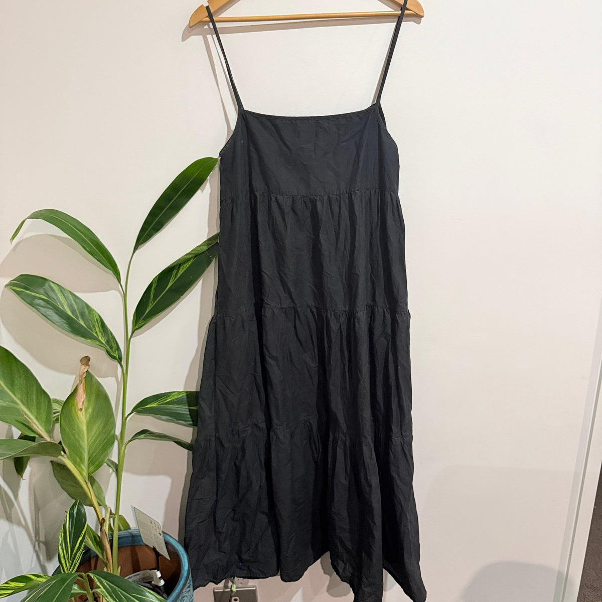 Matteau Size 10 Cotton Tiered Slip Midi Dress