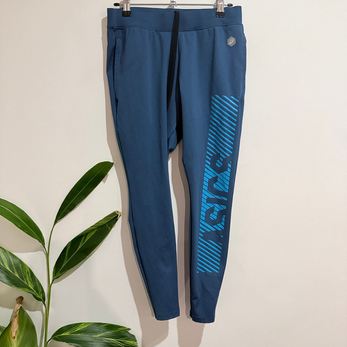 Asics Size S Logo Print Drawstring Track Pants