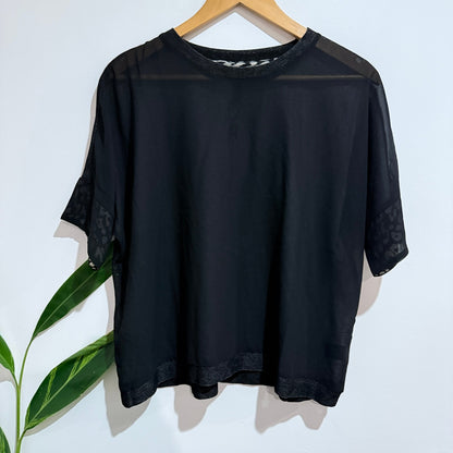 Siren Size 10 Sheer Leopard Burnout Sleeve Boxy Tee