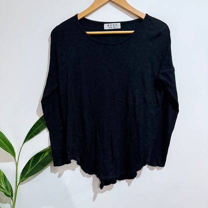 Ache Size 10 Fine Knit Curved Hem Long Sleeve Top