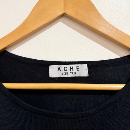 Ache Size 10 Fine Knit Curved Hem Long Sleeve Top