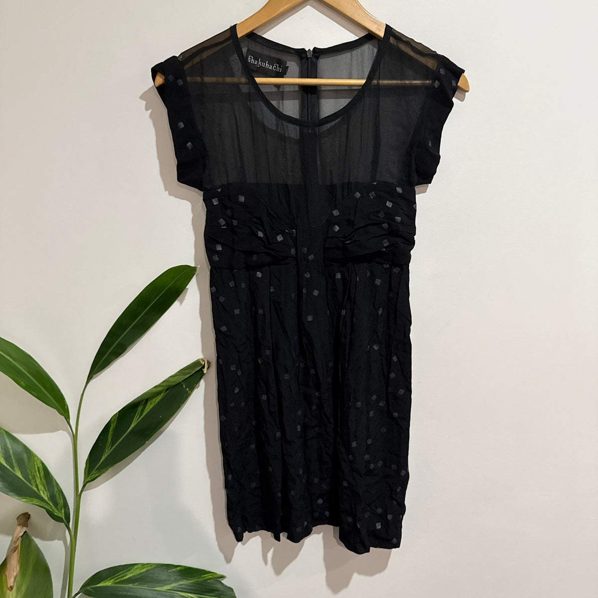 Shakuhachi Size 6 Silk Yoke Spot Mini Shift Dress