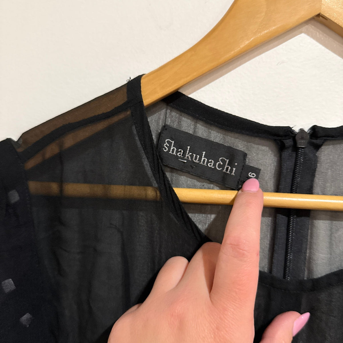 Shakuhachi Size 6 Silk Yoke Spot Mini Shift Dress
