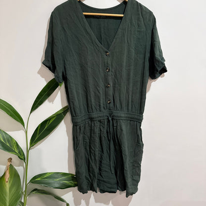 Addison Size 12 Linen Blend Button Front Drawstring Waist Playsuit