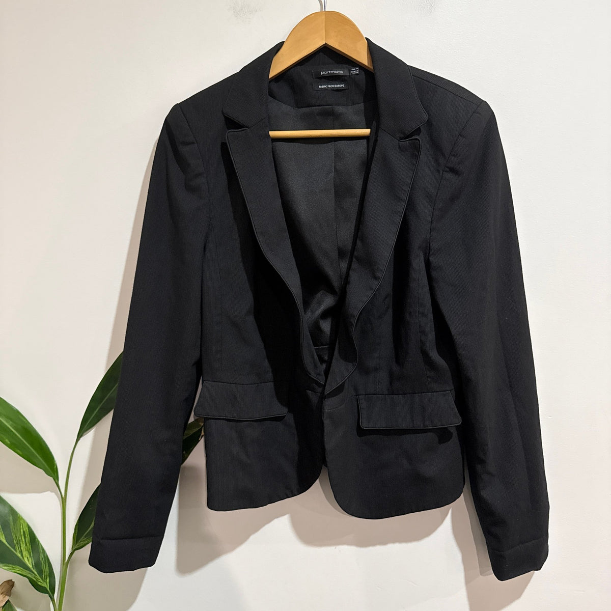 Portmans Size 16 Pinstripe One Drape Front Blazer