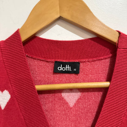 Dotti Size XS Heart Knit V Neck Sweater Vest