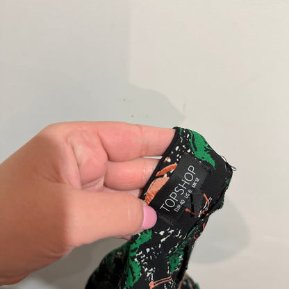 Topshop Size 12 Flamingo Palm Print Pleated Shorts
