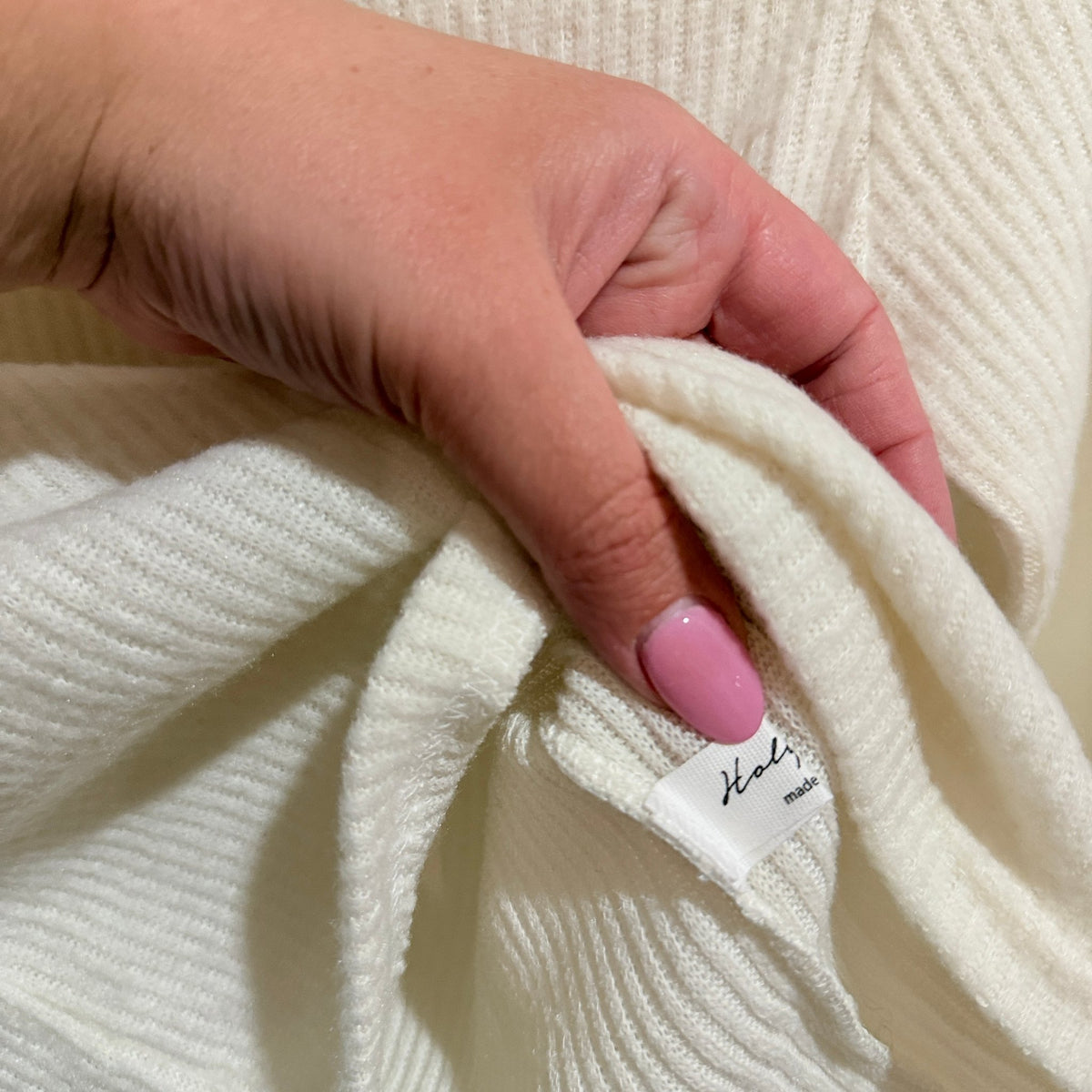 Holy Moly Size U/Arm to U/Arm 34cm Ribbed Knit Cowl Neck Top