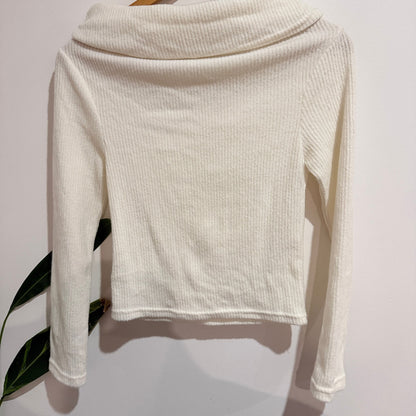 Holy Moly Size U/Arm to U/Arm 34cm Ribbed Knit Cowl Neck Top