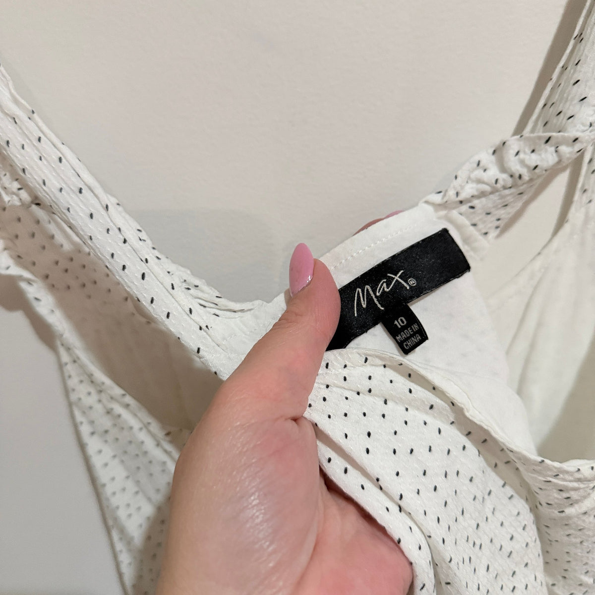 Max Size 10 Spot Print Ruffle Strap Cross Back Cami