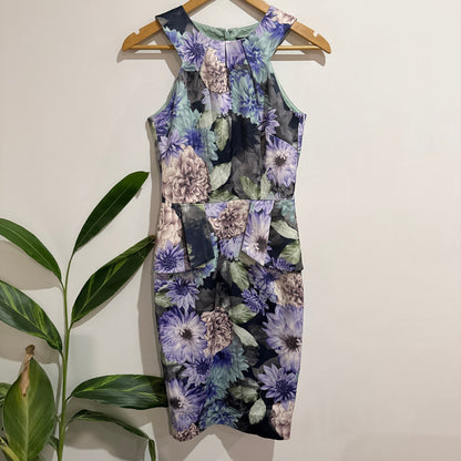Coast Size 6 Floral Print Peplum Sheath Dress