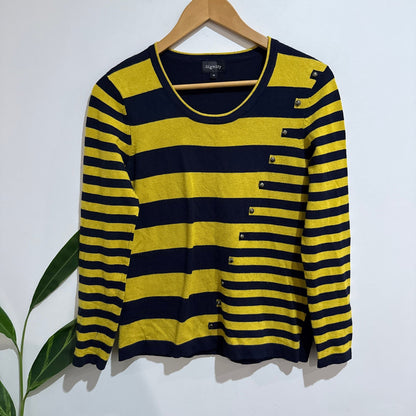 Signify Size M Stripe Stud Detail Fine Knit Jumper