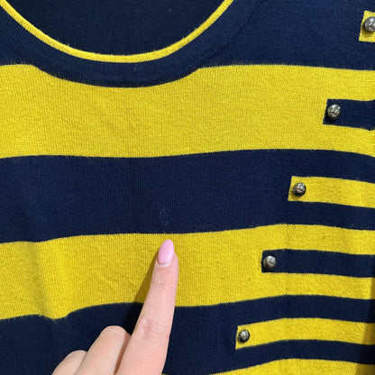 Signify Size M Stripe Stud Detail Fine Knit Jumper