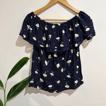 Anko Size 8 Floral Print Ruffle Off Shoulder Top