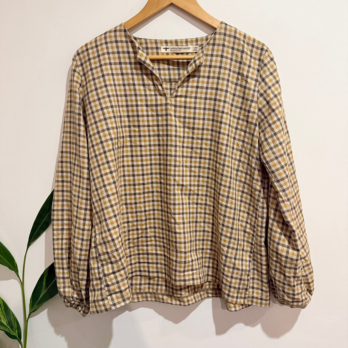 Untouched World Size M Cotton Merino Check Taya Shirt