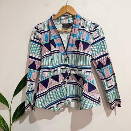 Juna Size 12 Geometric Print Peplum Jacket