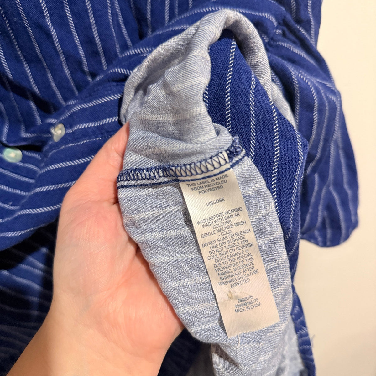 H&H Size 10 Stripe Button Front Ruffle Hem Shirt Dress
