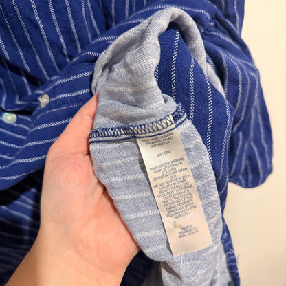 H&H Size 10 Stripe Button Front Ruffle Hem Shirt Dress