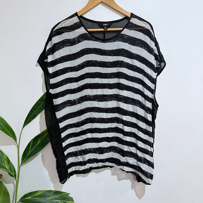 Verge Size S Melody Brush Stripe Georgette Overlay Top