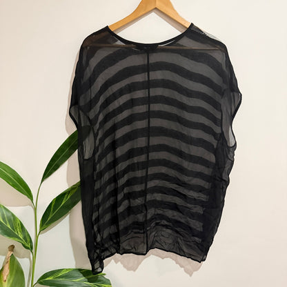 Verge Size S Melody Brush Stripe Georgette Overlay Top