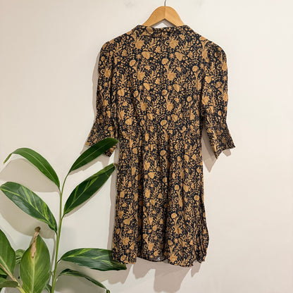 Emerge Size 10 Floral Print Wrap Front Collared Mini Dress
