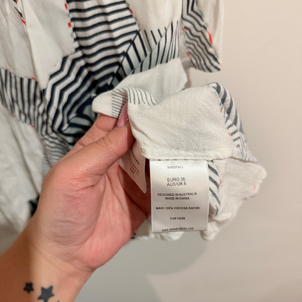 Sass & Bide Size 6 Windfall Geo Print Asymmetric Hem Top