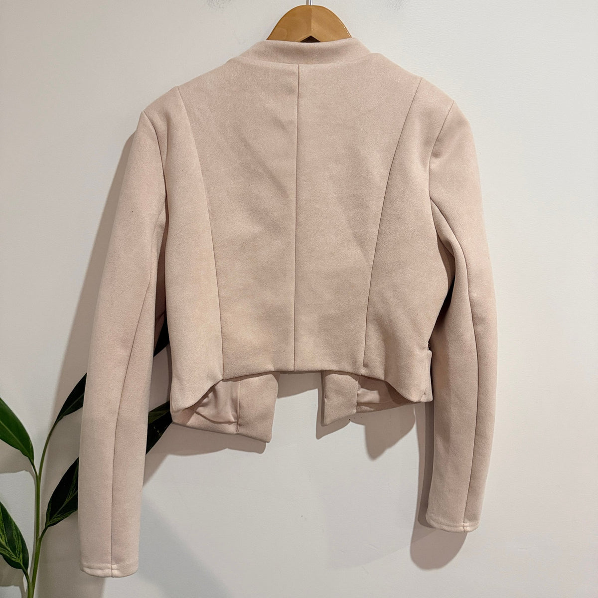 Mirrou Size 14 Suedette Zip Pocket Crop Jacket