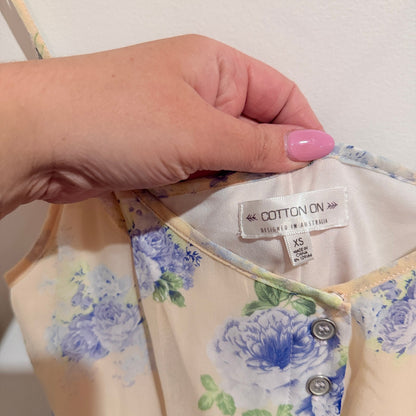Cotton On Size XS Floral Print Button Front Slip Midi Dress