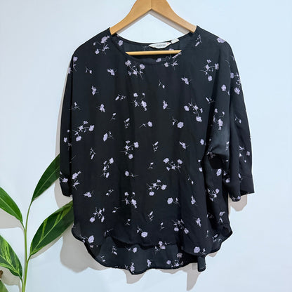 Glassons Size 12 Floral Print Batwing Sleeve Top