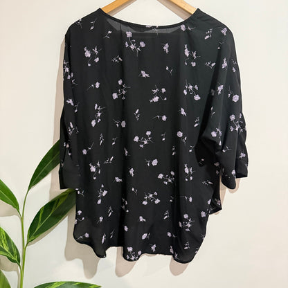 Glassons Size 12 Floral Print Batwing Sleeve Top