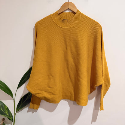 Decjuba Size M/L Ribbed Knit Batwing Mock Neck Jumper