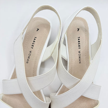 Target Woman Elastic Strap Comfort Sandals - White - Size 7