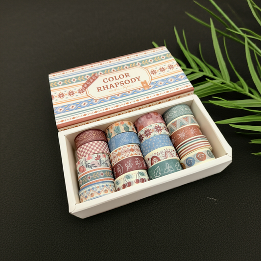 "Color Rhapsody" Washi Tape Set – 20-Roll Vibrant Pattern Collection