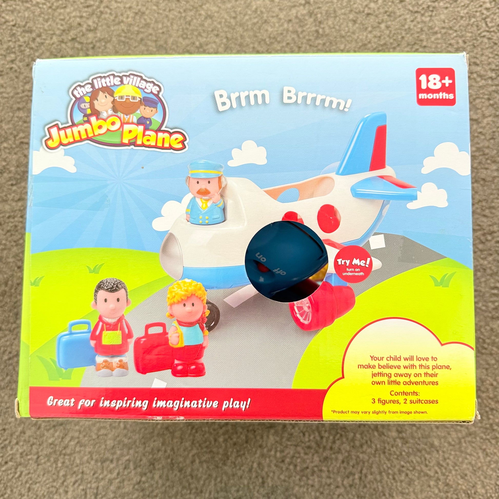 The little village jumbo plane - white & blue - action figure playsets original photo - what’s new toys