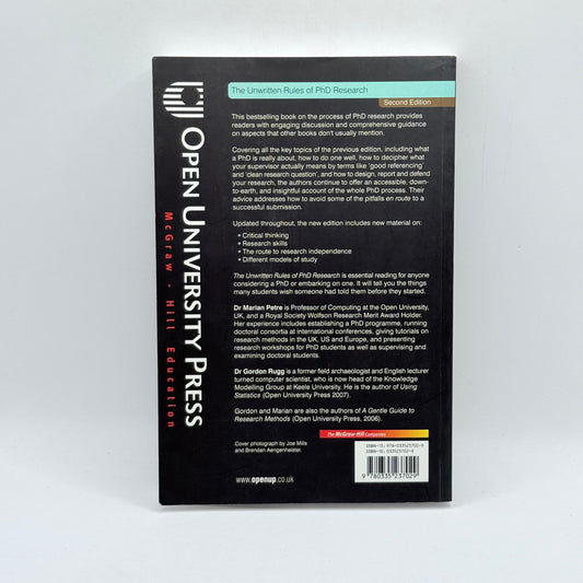 The Unwritten Rules of PhD Research by Marian Petre and Gordon Rugg