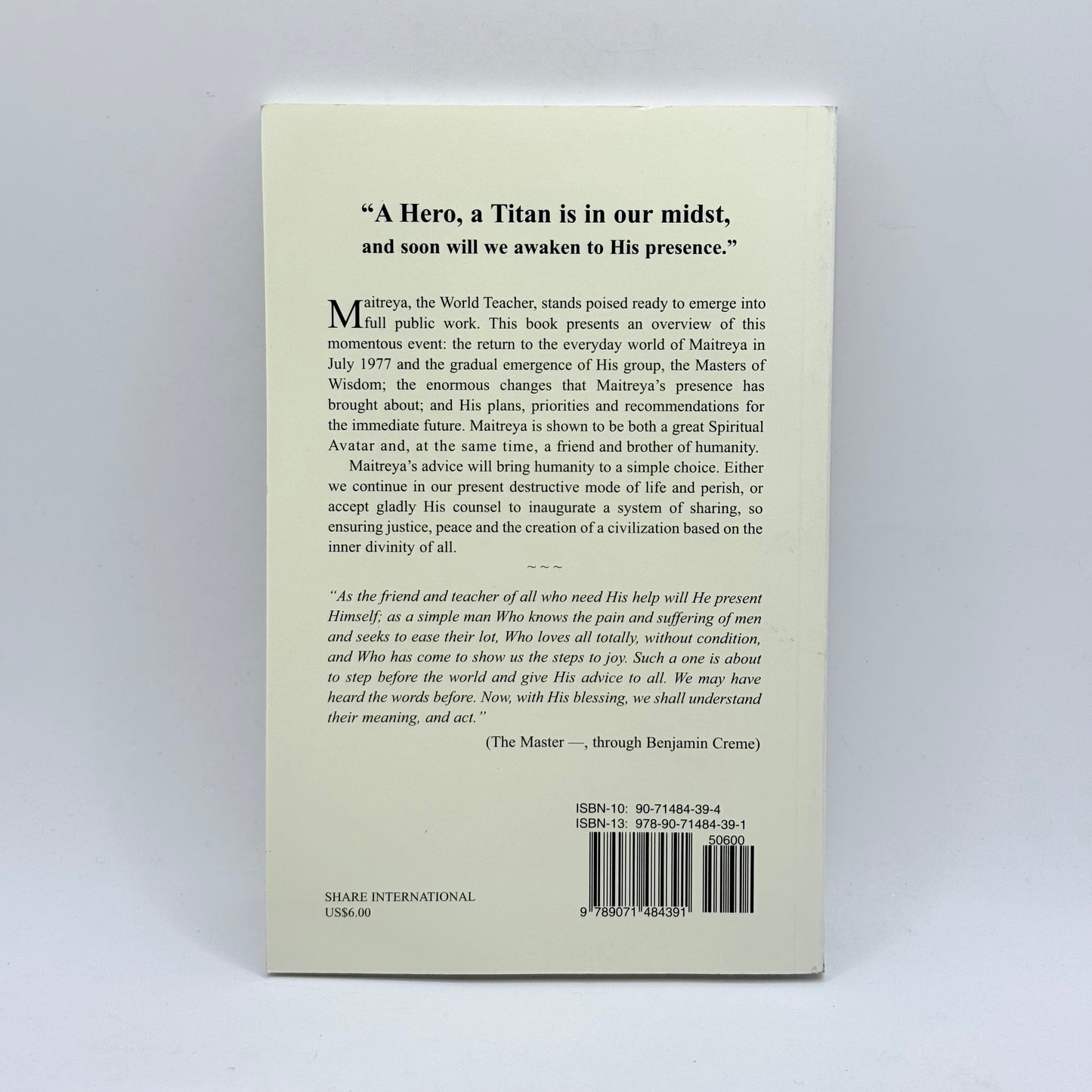 The World Teacher For All Humanity by Benjamin Creme