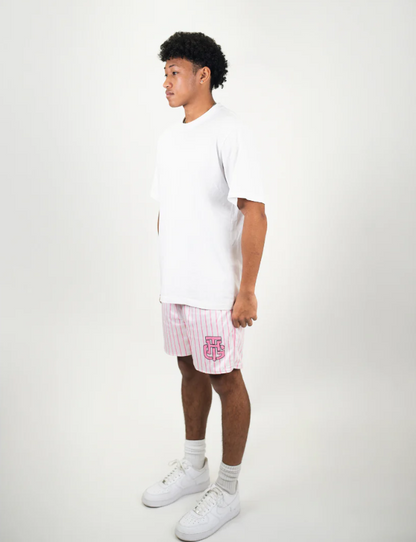 The hoop gang pink and white reversible basketball shorts - size xs - shorts bottoms men’s apparel
