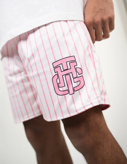 The hoop gang pink and white reversible basketball shorts - size xs - shorts bottoms men’s apparel