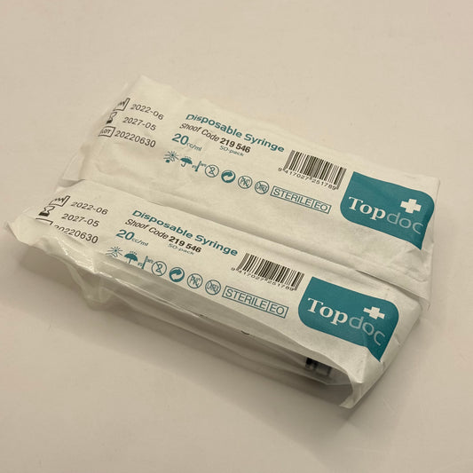 TopDoc 20ml Sterile Disposable Syringes - 2 Pack