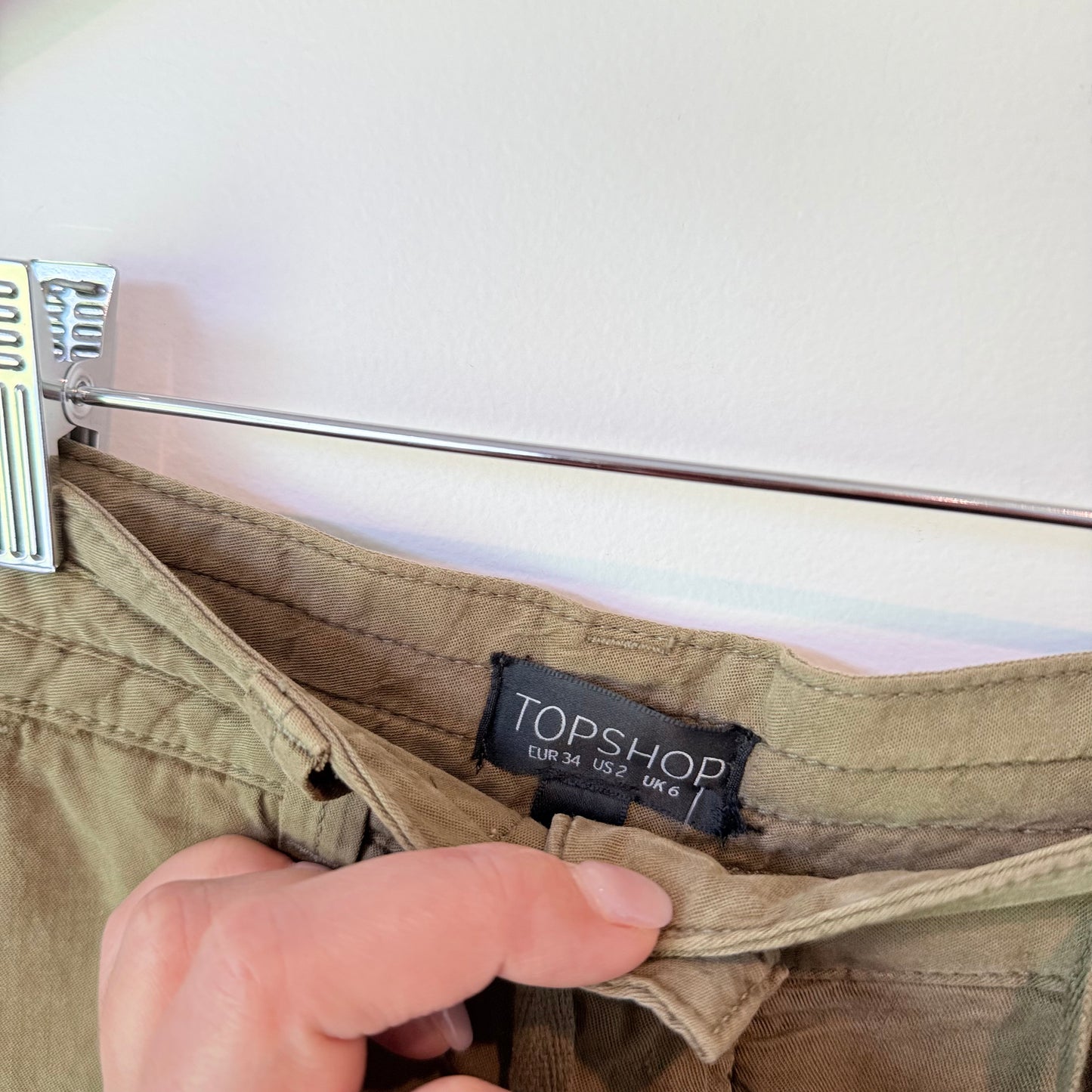 Topshop Khaki Utility Shorts Size 6