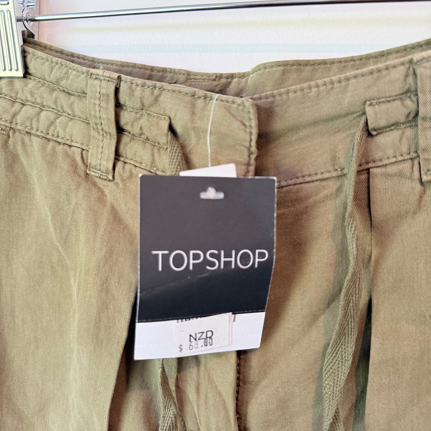 Topshop Khaki Utility Shorts Size 6